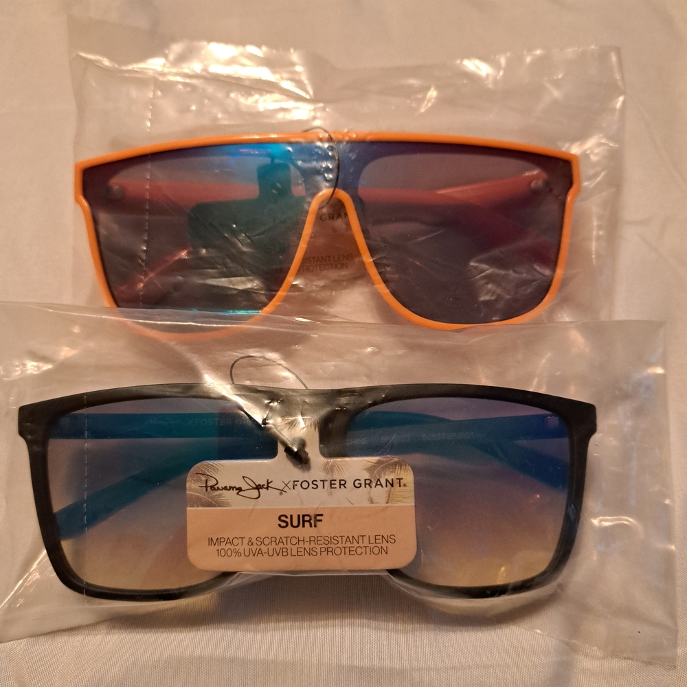Panama Jack Men's Foster Grant Sunglasses Lot Of 2 Flat Top Orange & Surf Black